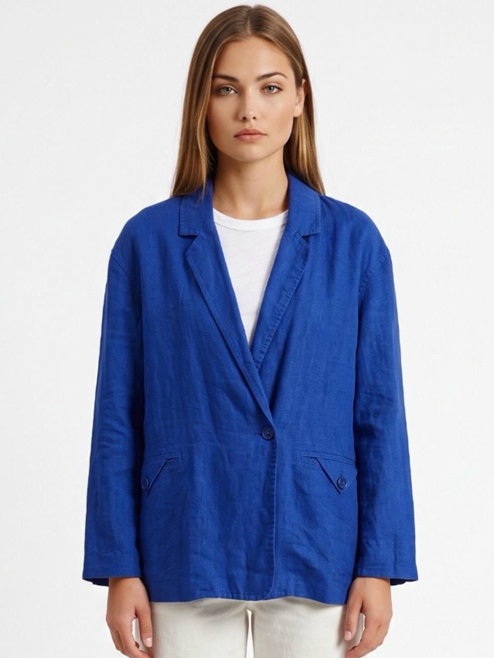 🌻Madewell 100% Linen Bluestone Double Breasted Crossover Blazer Jacket Size M